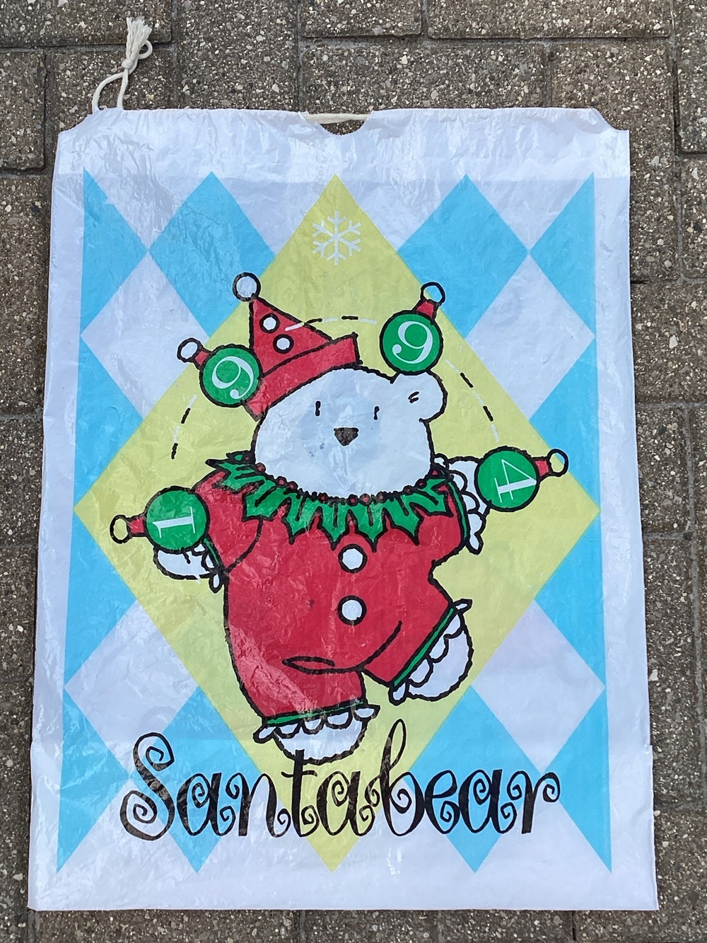 Vintage Dayton Hudson 1994 Santa Bear Jester Clown Original Plastic Shopping Bag